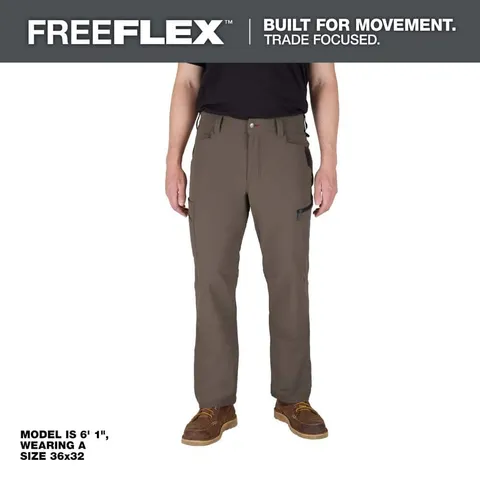 Men's FREEFLEX Tech Work Pants, 36 × 30, Brown, 7 Pockets