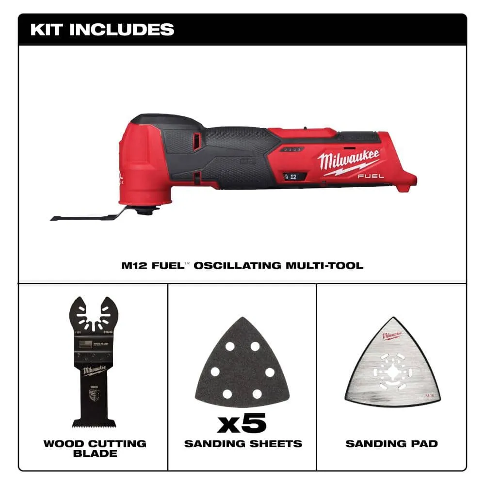 Milwaukee M12 FUEL 12V Lithium-Ion Cordless Oscillating Multi-Tool + 1/2 in. Hammer Drill & 1/4 in. Impact Driver (Tool-Only), photo 2 of 2