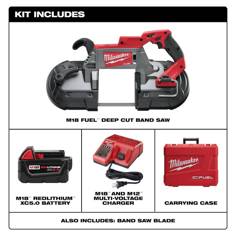 Milwaukee M18 FUEL 18V Lithium‑Ion Brushless Cordless Deep Cut Band Saw Kit, 5 in x 5 in Capacity, with Two 5.0Ah Batteries, Charger & Hard Case (2729-22), photo 2 of 2