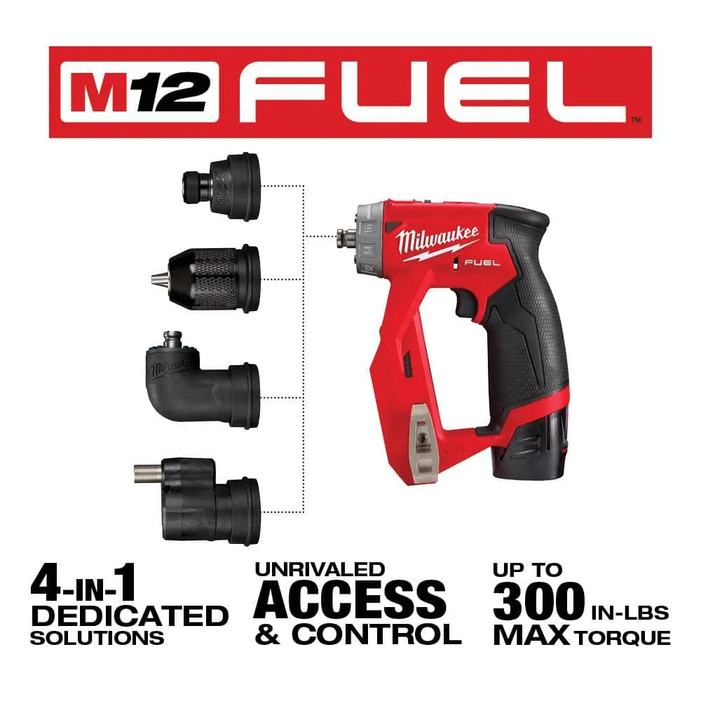 Milwaukee M12 FUEL 12V Li‑Ion Brushless Cordless 4‑in‑1 Installation 3/8 in. Drill/Driver Kit with 4 Heads + PACKOUT Bit Set (60‑Pc), photo 2 of 2