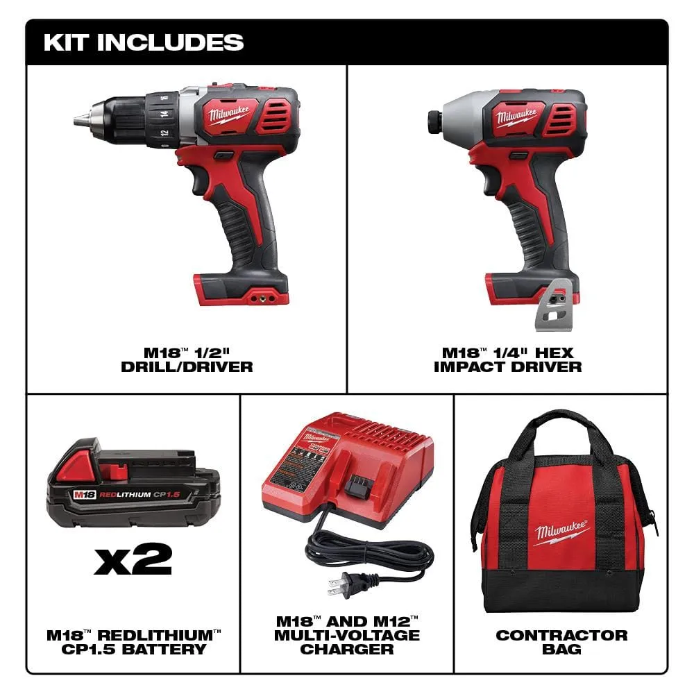 Milwaukee M18 18V Lithium-Ion Cordless Drill/Driver & Impact Driver Combo Kit (2-Tool) with Reciprocating Saw, photo 2 of 2