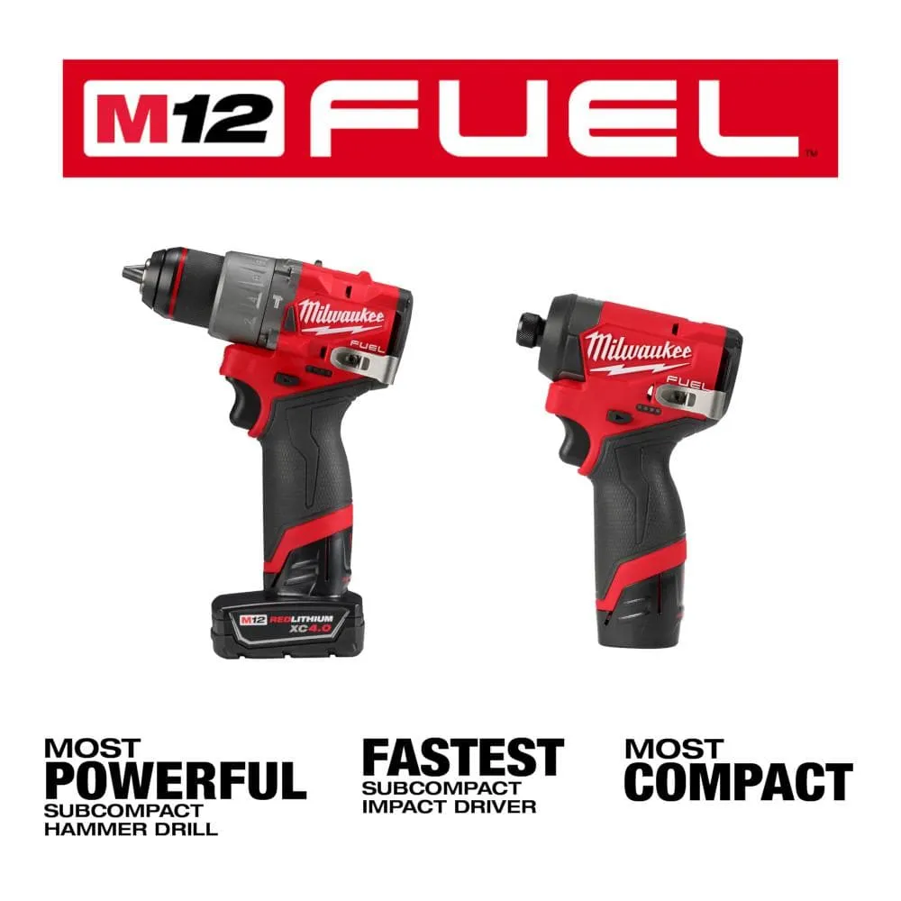 Milwaukee M12 FUEL 12-Volt Brushless Hammer Drill, Impact Driver & M12 Fan Combo Kit with 2 Batteries, Charger & Bag, photo 2 of 2