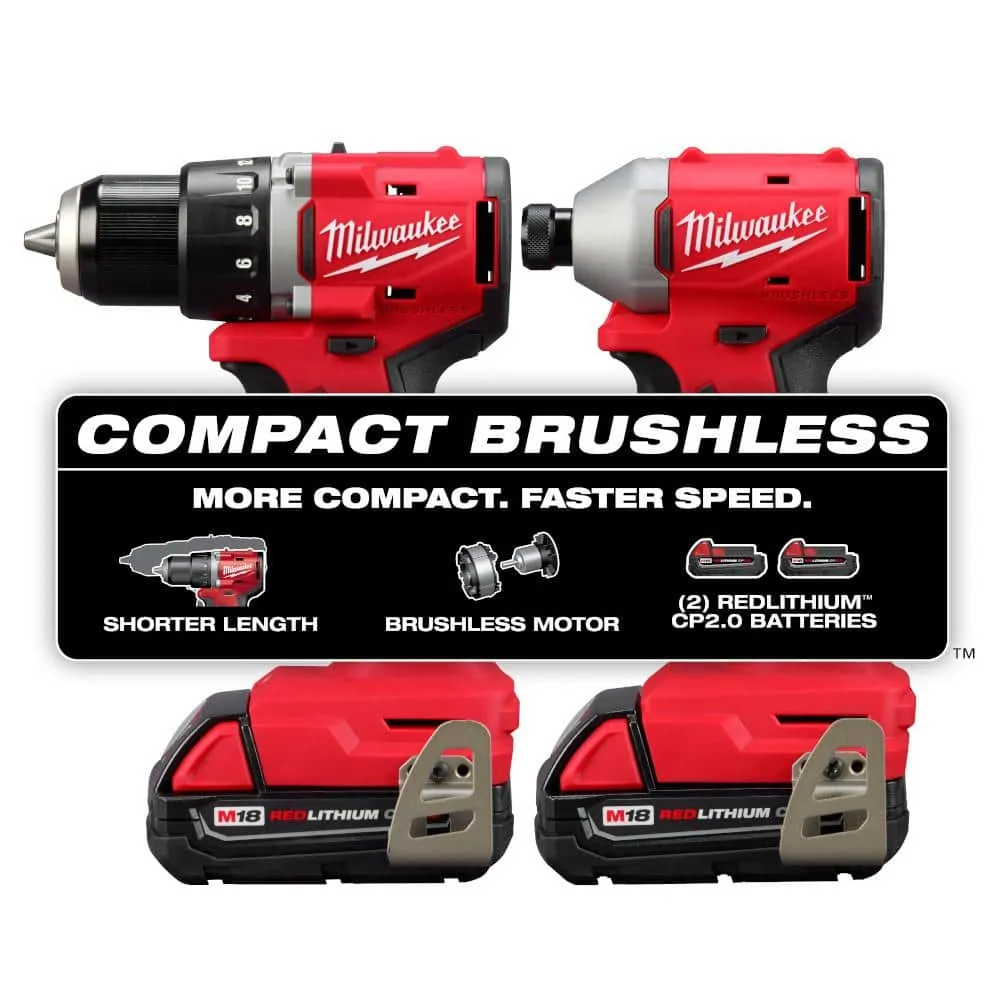 Milwaukee M18 18V Lithium-Ion Brushless Cordless Compact Drill/Impact Combo Kit (2-Tool) with Brushless Grinder, photo 2 of 2