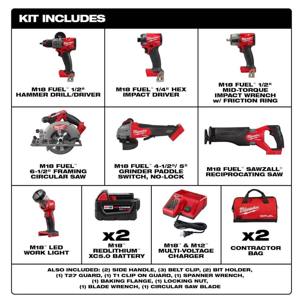 Milwaukee M18 FUEL 18V Lithium-Ion Brushless Cordless Combo Kit (7-Tool) with M18 FUEL Blower, 3697-27-3017-20, photo 2 of 2