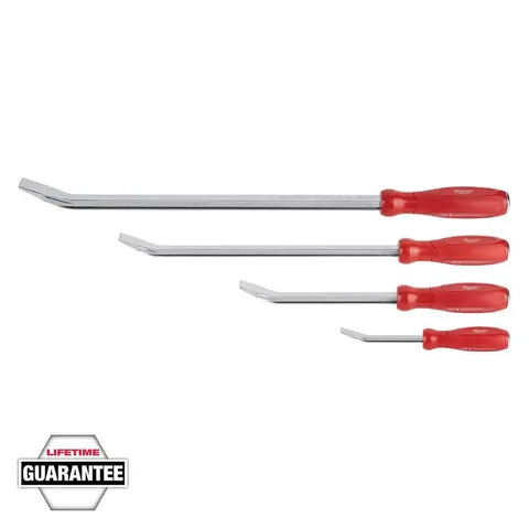 Pry Bar Set (4-Piece) — 8, 12, 18, 24 in. Bars with Storage Tray