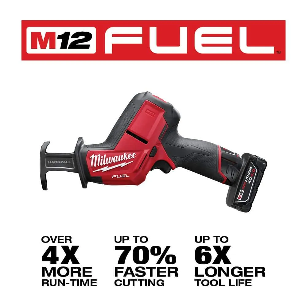 Milwaukee M12 FUEL 12V Lithium-Ion Brushless Cordless HACKZALL Reciprocating Saw Kit with M12 3/8 in. Right Angle Drill, photo 2 of 2