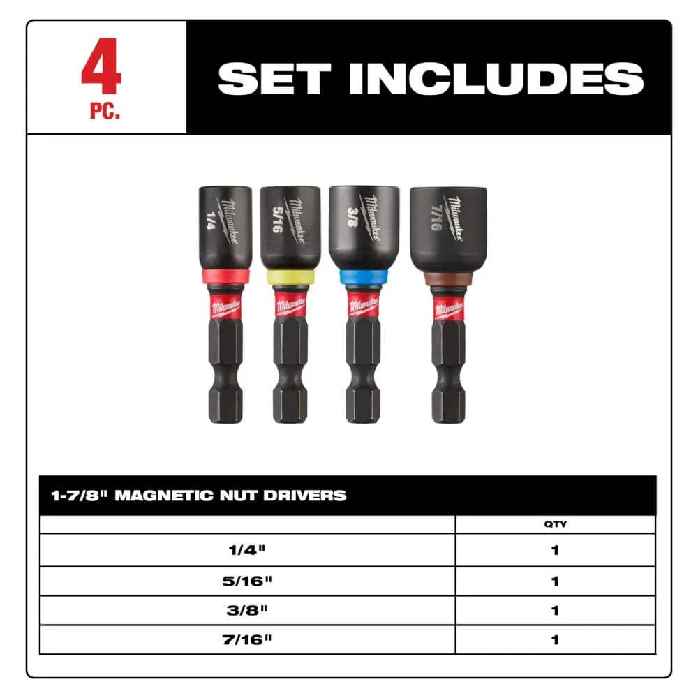 Milwaukee SHOCKWAVE Impact Duty 1-7/8 in. Magnetic Nut Driver Set, Alloy76 Steel (4-Piece), photo 2 of 2
