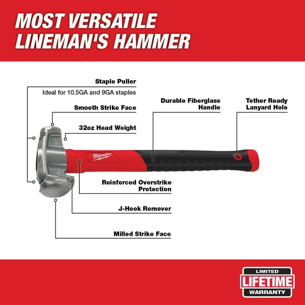 Milwaukee 36 oz. 4-in-1 Lineman's Hammer with Lineman's 4-in-1 Insulated Ratcheting Box Wrench, photo 2 of 2