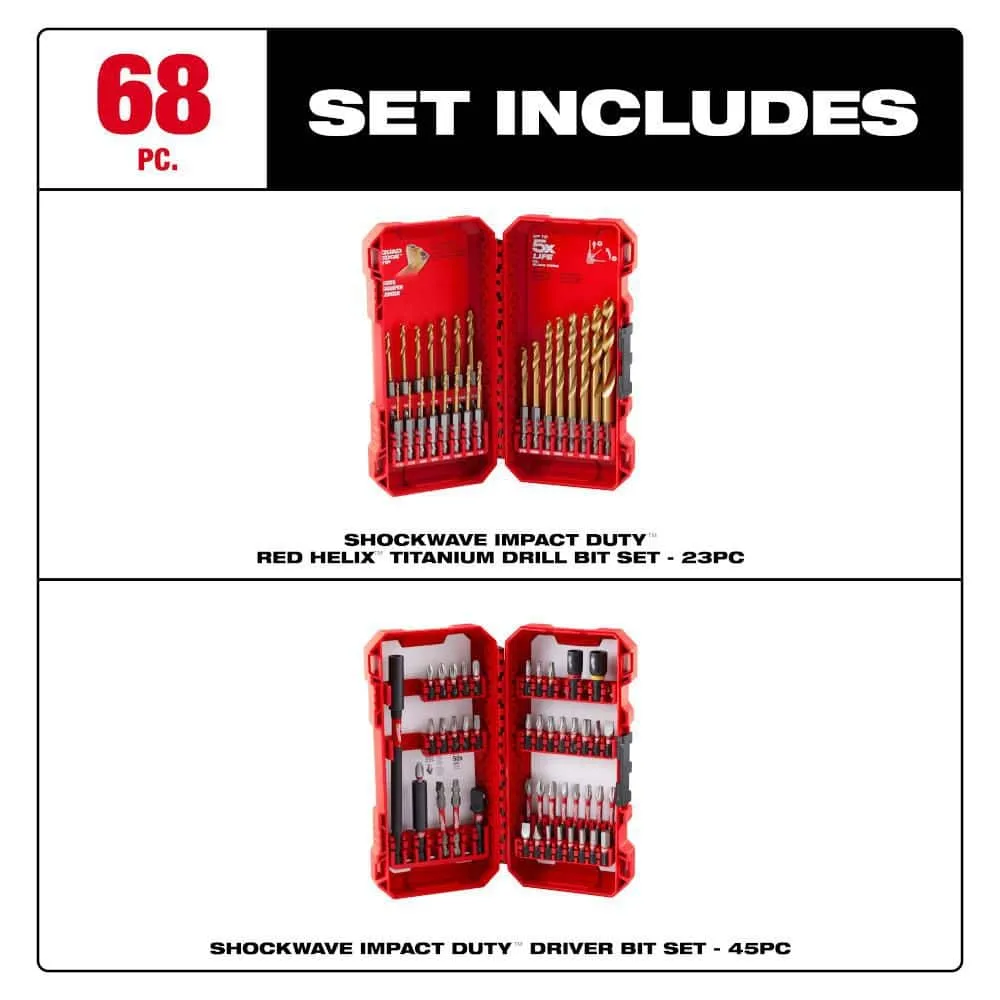 Milwaukee SHOCKWAVE Impact Duty Titanium Drill Bit & Steel Driver Bit Combination Set (68-Piece), photo 2 of 2