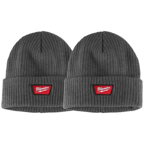 Men's Gray Rib-Knit Cuffed Beanie Cap