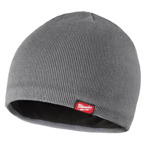 Men's Gray Fleece-Lined Beanie Cap, One Size Fits Most