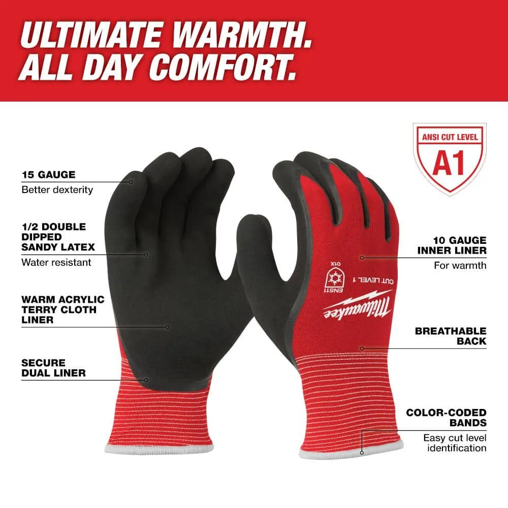 Milwaukee Small Red Latex Level 1 Cut Resistant Insulated Winter Dipped Work Gloves (12-Pack), photo 2 of 2