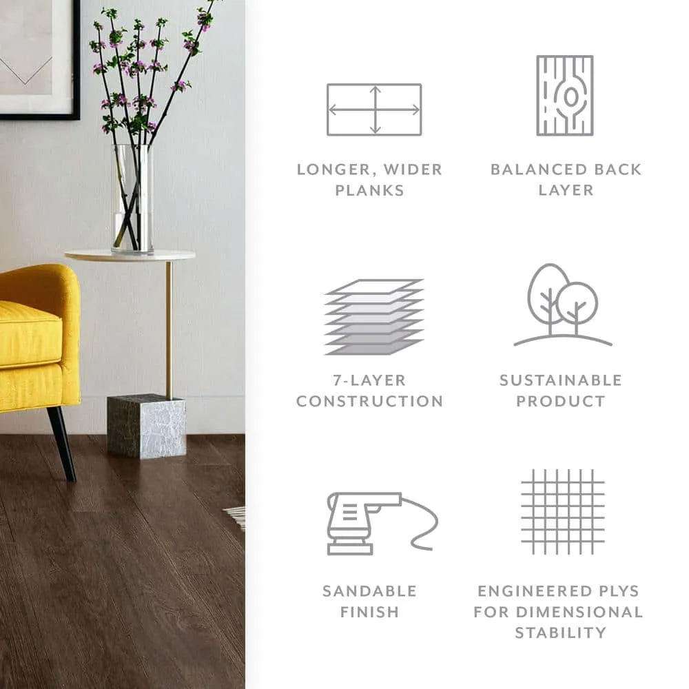 ASPEN FLOORING Mink White Oak 9/16 in. T x 8.66 in. W Tongue and Groove Wire Brushed Engineered Hardwood Flooring (31.25 sqft/case), photo 3 of 14