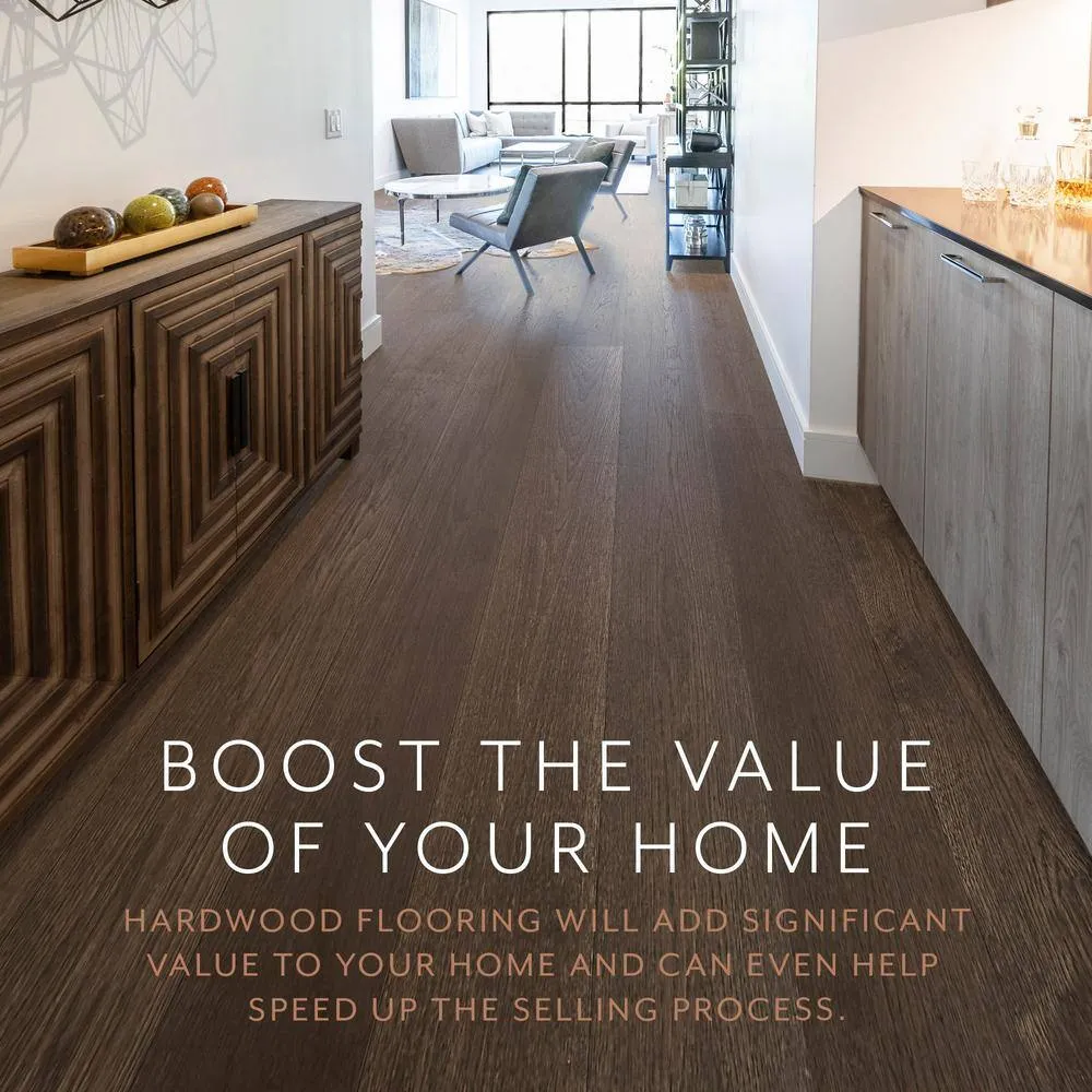 ASPEN FLOORING Mink White Oak 9/16 in. T x 8.66 in. W Tongue and Groove Wire Brushed Engineered Hardwood Flooring (31.25 sqft/case), photo 6 of 14