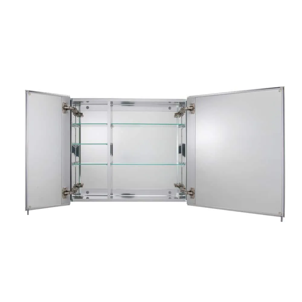Croydex 30 in. W x 25.25 in. H x 5-1/4 in. D Frameless Aluminum Recessed or Surface-Mount Medicine Cabinet with Easy Hang System, photo 4 of 10