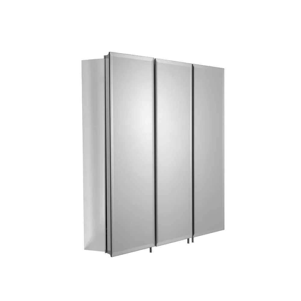 Croydex 30 in. W x 26 in. H Frameless Aluminum Recessed or Surface-Mount Bathroom Medicine Cabinet with Easy Hang System, photo 6 of 11