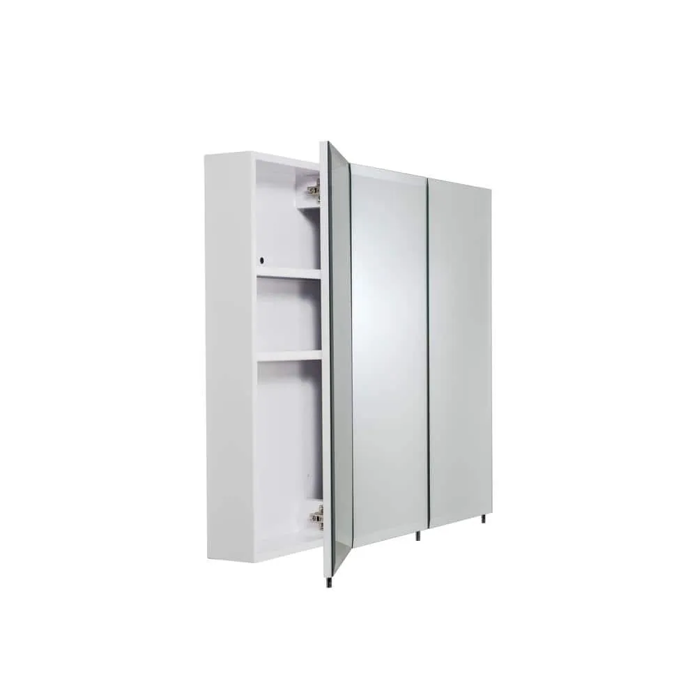 Croydex 36 in. W x 30 in. H x 5-1/4 in. D Frameless Tri-View Surface-Mount Medicine Cabinet with Easy Hang System in White, photo 3 of 7