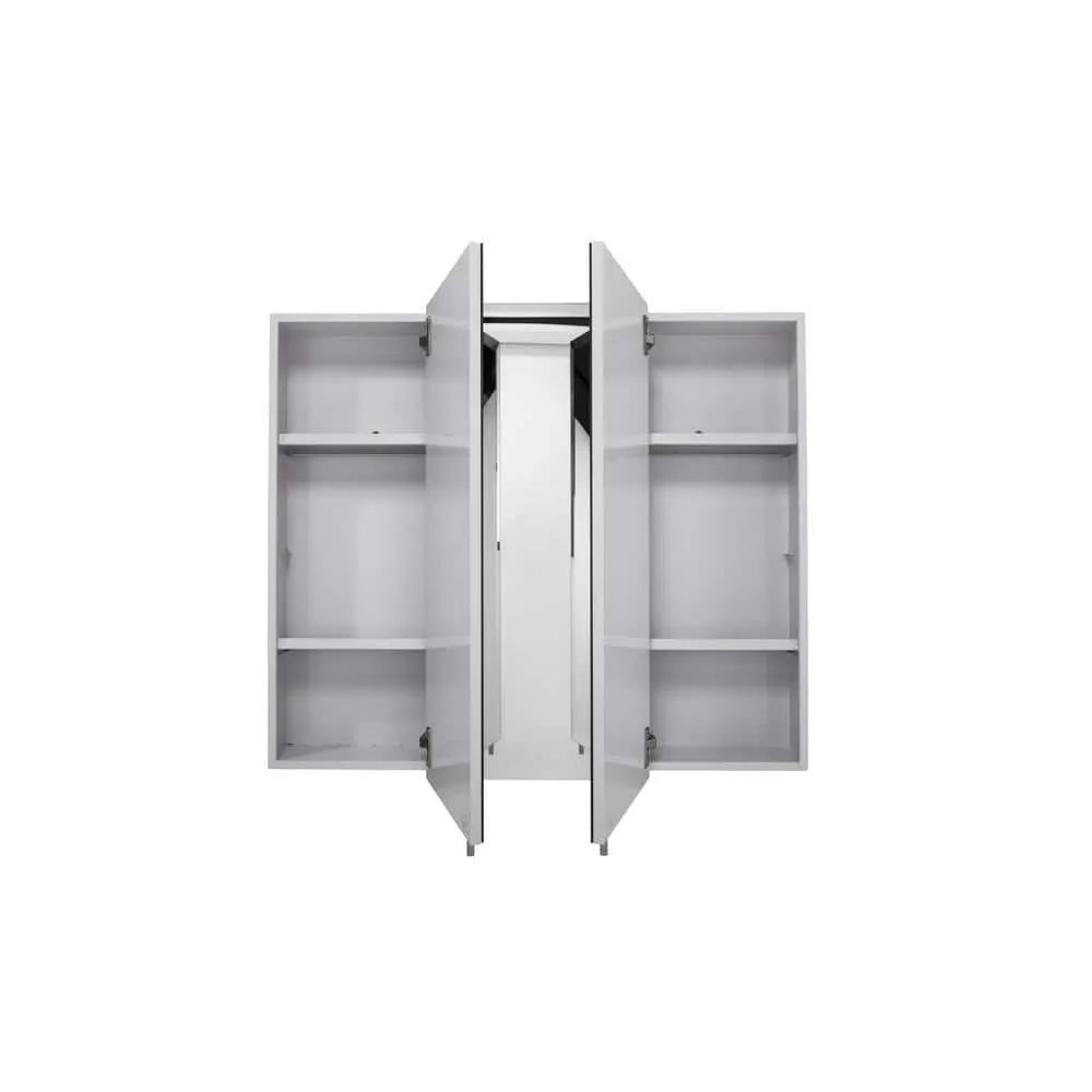 Croydex 36 in. W x 30 in. H x 5-1/4 in. D Frameless Tri-View Surface-Mount Medicine Cabinet with Easy Hang System in White, photo 5 of 7