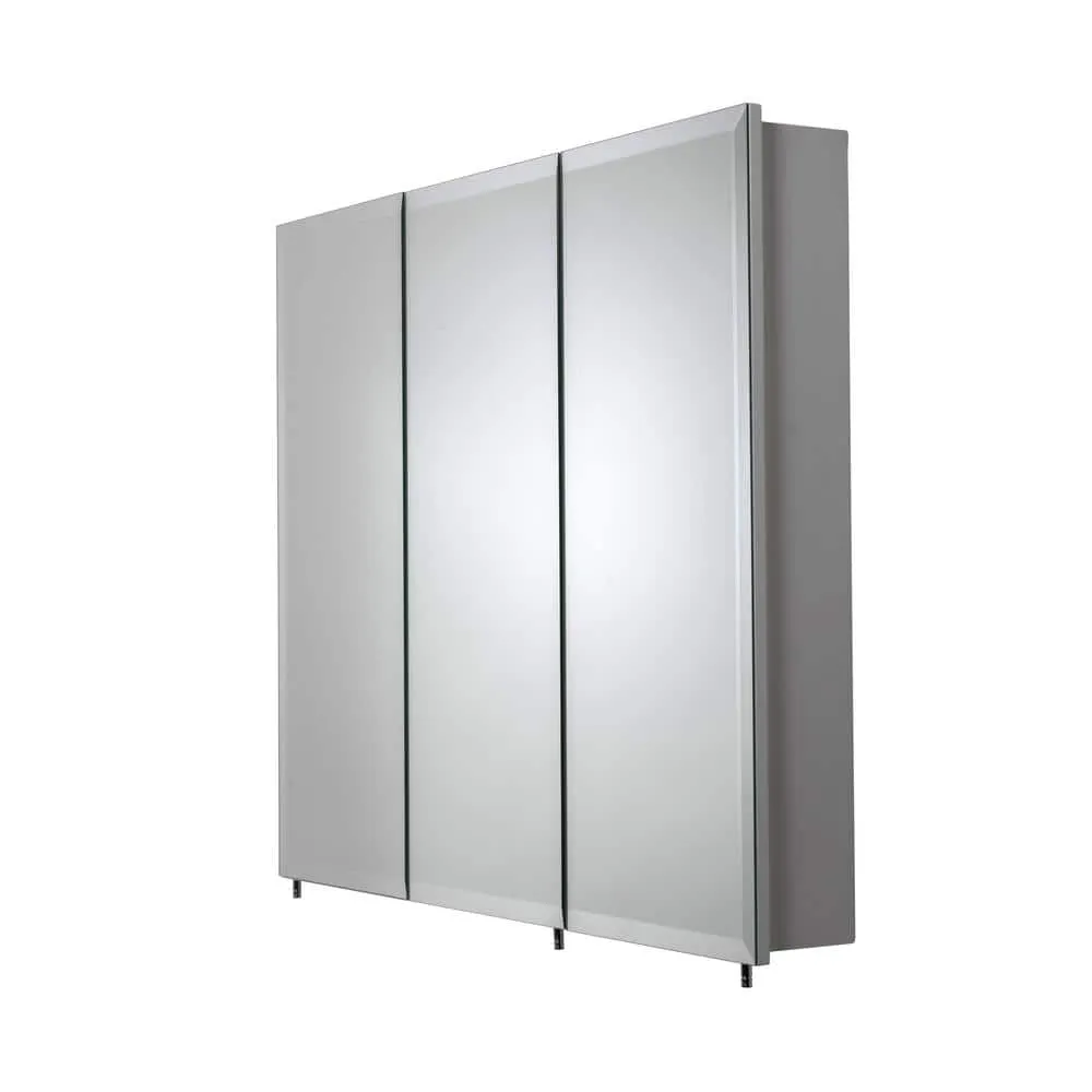 Croydex 36 in. W x 30 in. H x 5-1/4 in. D Frameless Tri-View Surface-Mount Medicine Cabinet with Easy Hang System in White, photo 4 of 7