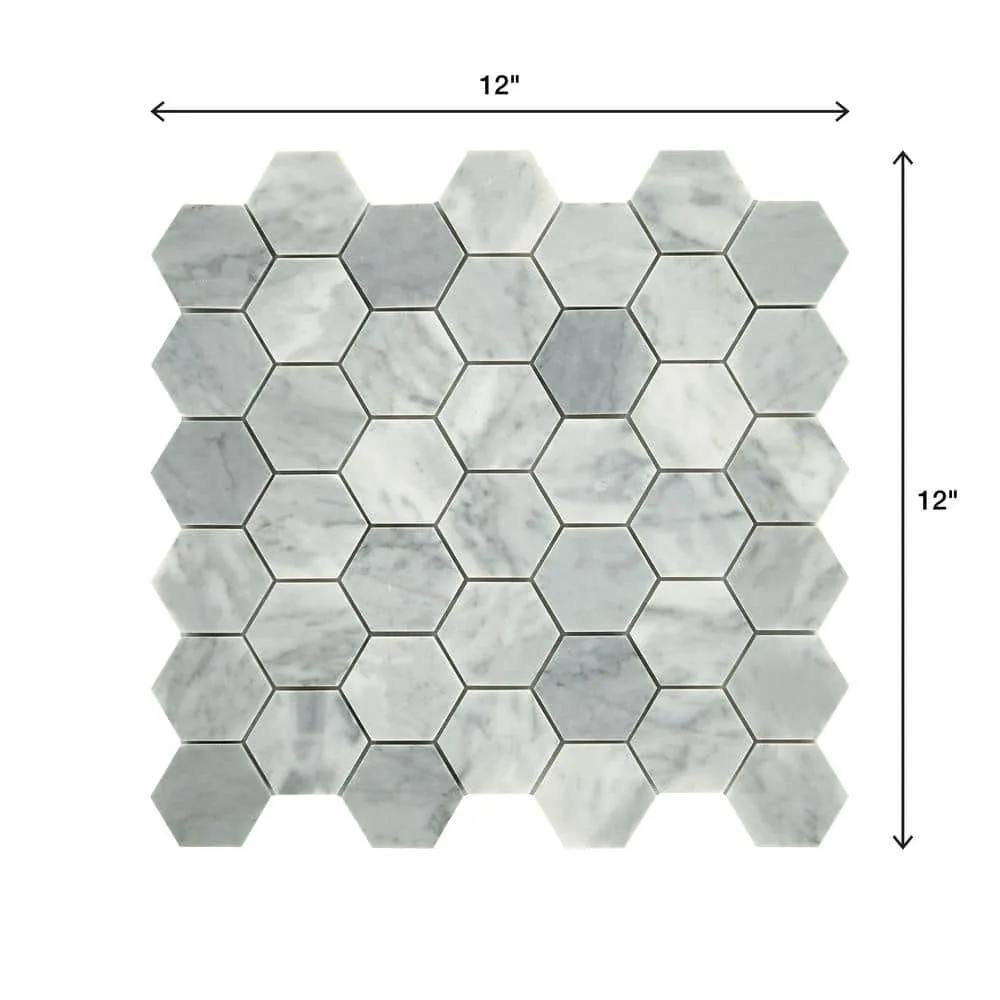Daltile Restore Mist Honed 12 in. x 12 in. x 8mm Marble Hexagon Mosaic Floor and Wall Tile (0.97 sq. ft. per piece), photo 6 of 8
