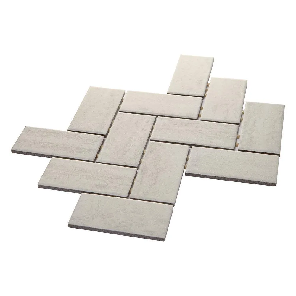 Marazzi Stonehollow 14 in. x 12 in. x 6.35 mm Mist Ceramic Herringbone Mosaic Floor and Wall Tile (0.67 sq. ft. per piece), photo 2 of 7