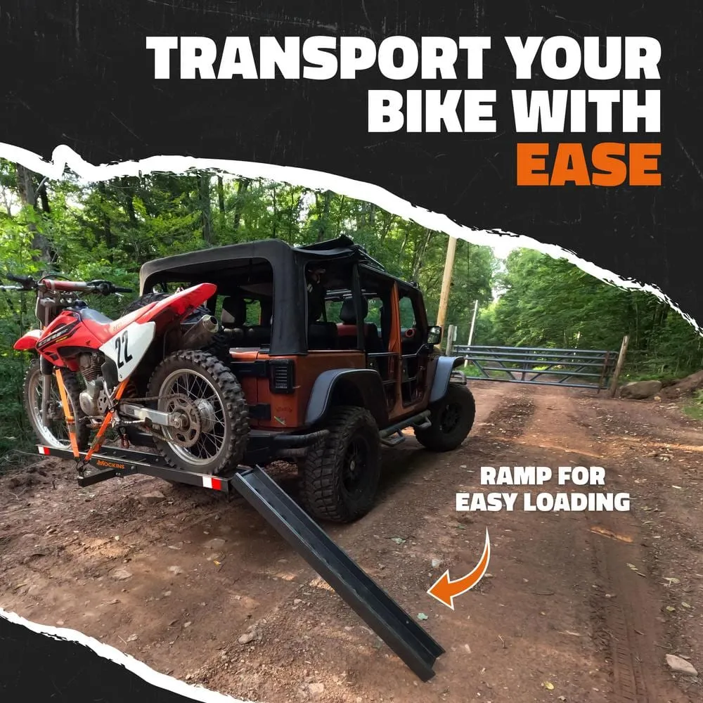 Mockins 510 lbs. Capacity Steel Hitch Mount Dirt Bike Carrier 73" Motorcycle Carrier with Loading Ramp, Straps and Stabilizer, photo 5 of 9