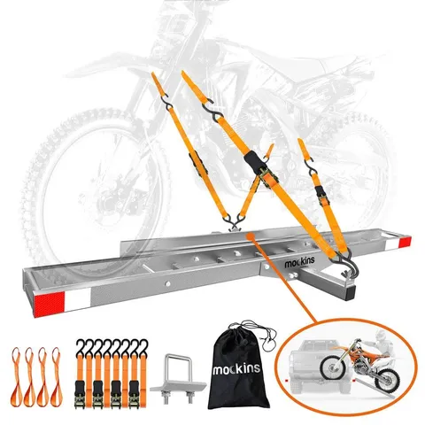 500 lb. Capacity Heavy-Duty Steel Hitch Mount Dirt Bike Carrier 73in. Includes Loading Ramp