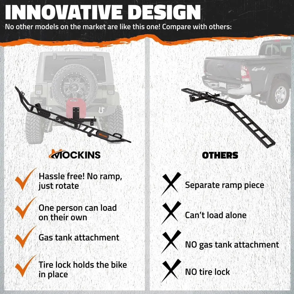 Mockins 510 lbs. Capacity Dirt Bike Hitch Hauler - Ramp Free, Tilting Design for Easy 1-Person Loading - Gas Can Attachment, photo 6 of 9