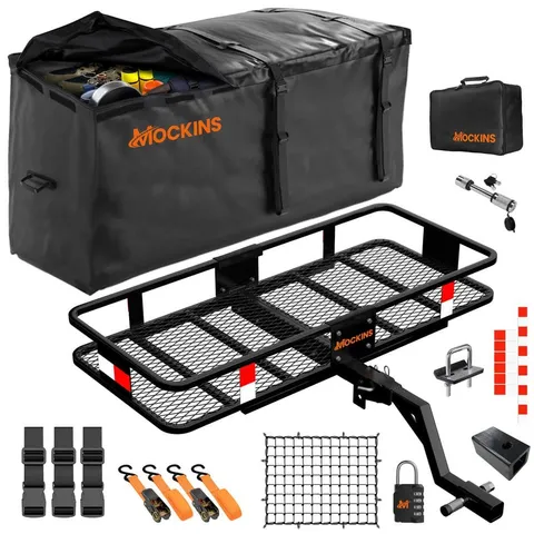 48 × 20 × 6 in Raised Hitch Cargo Carrier Basket w/ 6 in. Shank Rise