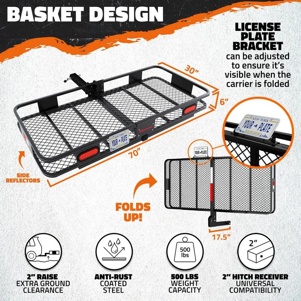Mockins 70 in. x 30 in. x 6 in. 500 lbs Capacity XL Hitch Cargo Carrier w/Rear Lights, 40 CuFt Red Cargo Bag, Locks and Straps, photo 3 of 9
