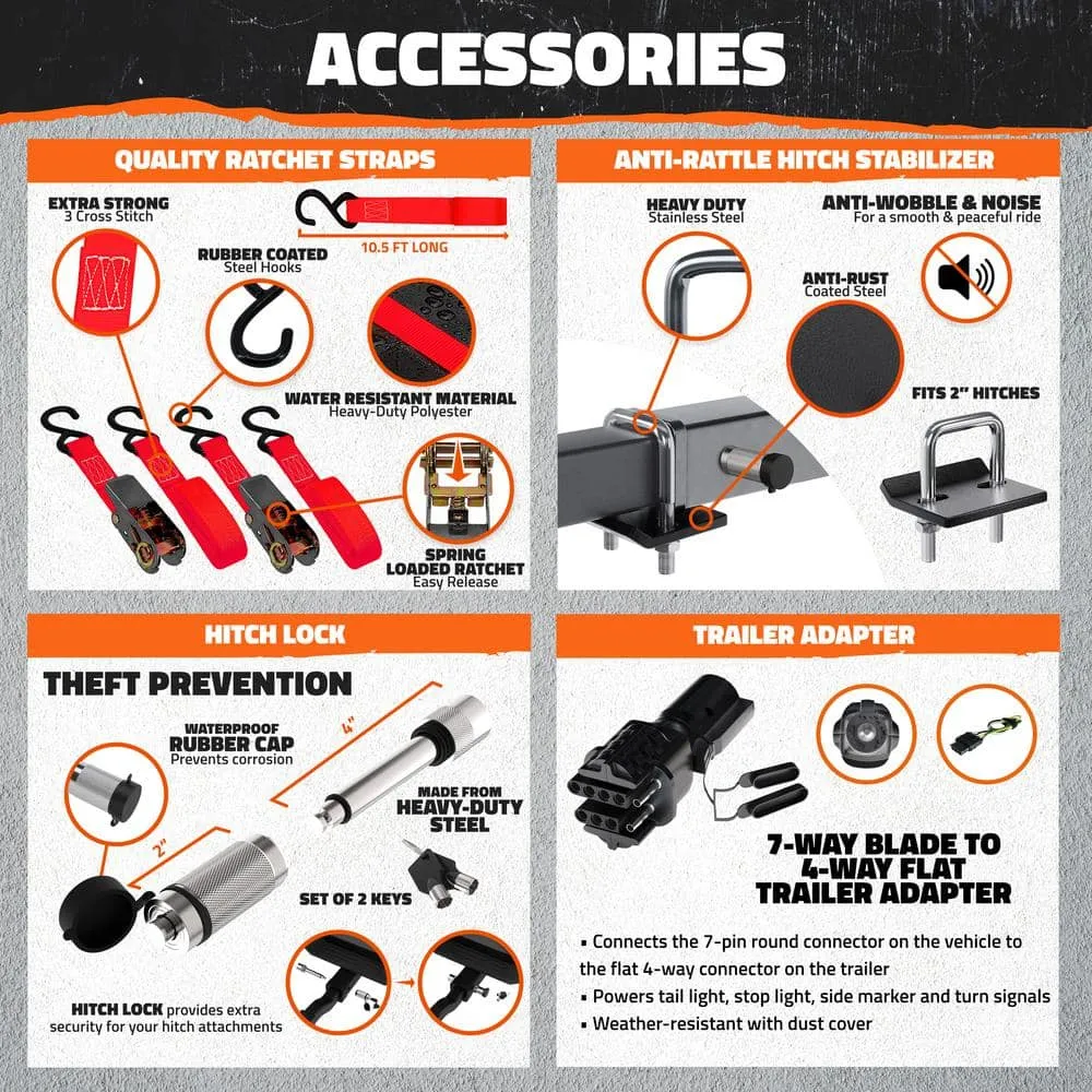 Mockins 70 in. x 30 in. x 6 in. 500 lbs Capacity XL Hitch Cargo Carrier w/Rear Lights, 40 CuFt Red Cargo Bag, Locks and Straps, photo 7 of 9