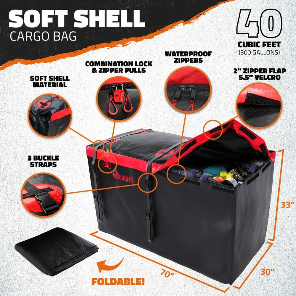 Mockins 70 in. x 30 in. x 6 in. 500 lbs Capacity XL Hitch Cargo Carrier w/Rear Lights, 40 CuFt Red Cargo Bag, Locks and Straps, photo 5 of 9