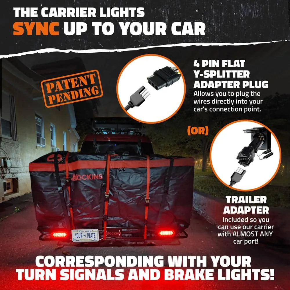 Mockins 70 in. x 30 in. x 6 in. 500 lbs Capacity XL Hitch Cargo Carrier w/Rear Lights, 40 CuFt Red Cargo Bag, Locks and Straps, photo 2 of 9
