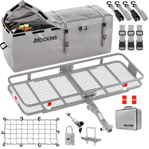 500 lb. Capacity Gray Hitch Mount Cargo Carrier Basket with 16 cu. ft. Cargo Bag