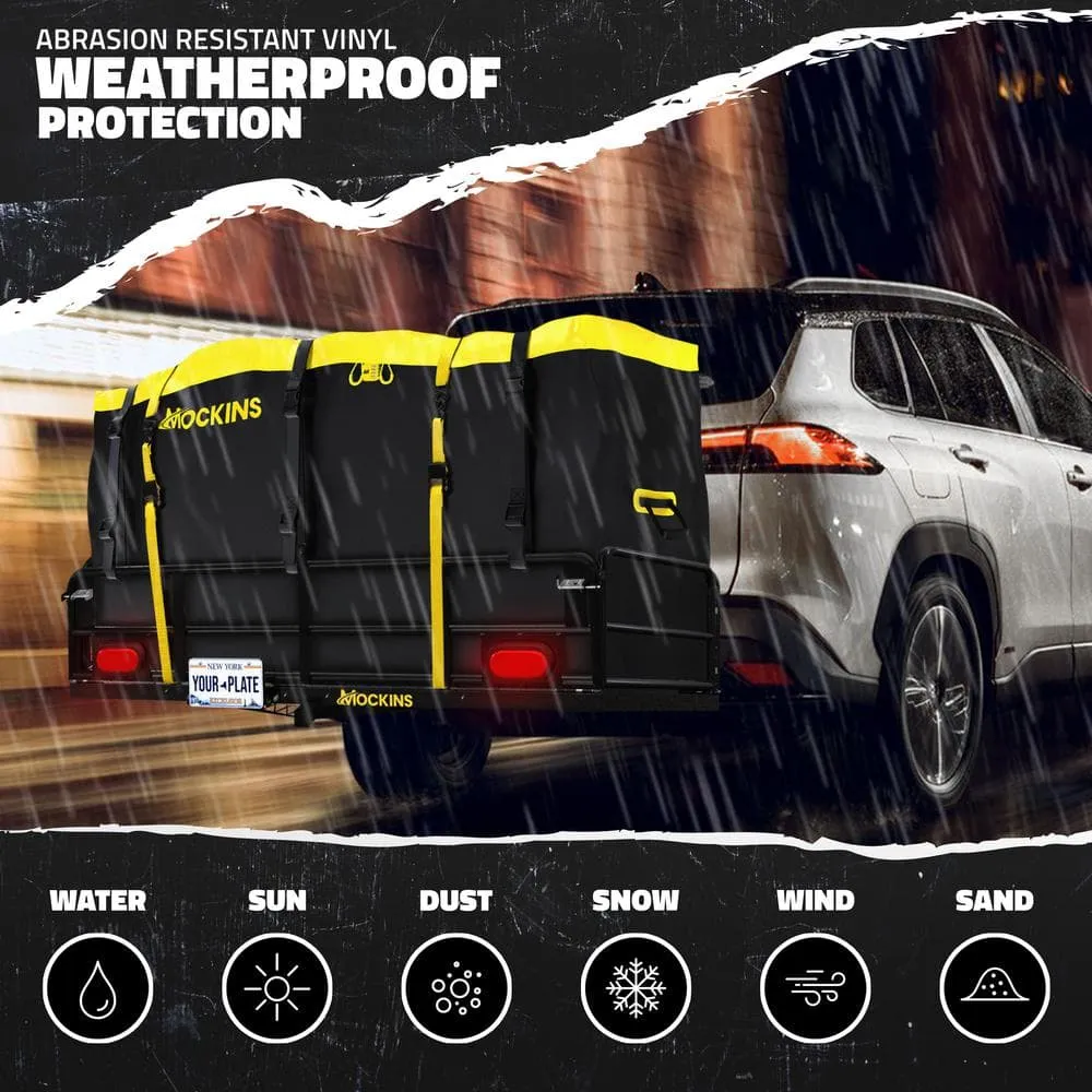 Mockins 500 lbs. Capacity 60 in. x 24 in. x 14 in. Hitch Cargo Carrier w/High Rails, Rear Lights, 30 CuFt Cargo Bag, Net, Straps, photo 6 of 9