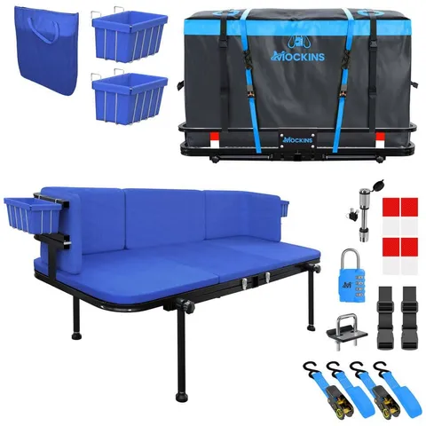 48 × 18 × 6 in 2-in-1 Hitch Mount Cargo Carrier and Hitch Bench with 15CuFt Cargo Bag