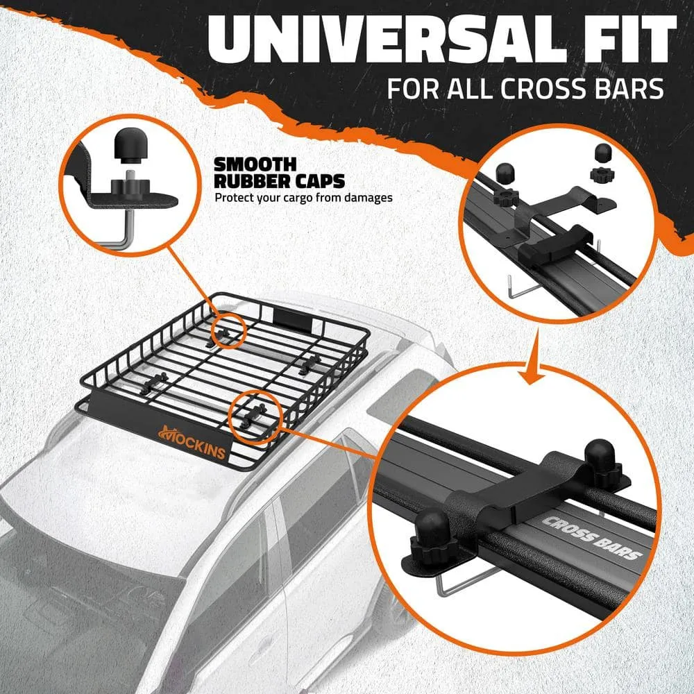 Mockins 35-50 in. L x 36 in. W x 4.5 in. H Extendable Rooftop Cargo Carrier - 250 lbs. Capacity Roof Rack with Net and Straps, photo 6 of 8