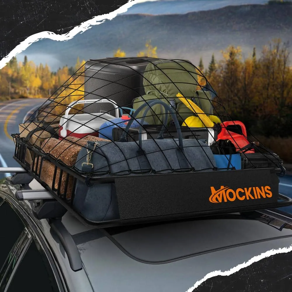 Mockins 35-50 in. L x 36 in. W x 4.5 in. H Extendable Rooftop Cargo Carrier - 250 lbs. Capacity Roof Rack with Net and Straps, photo 5 of 8