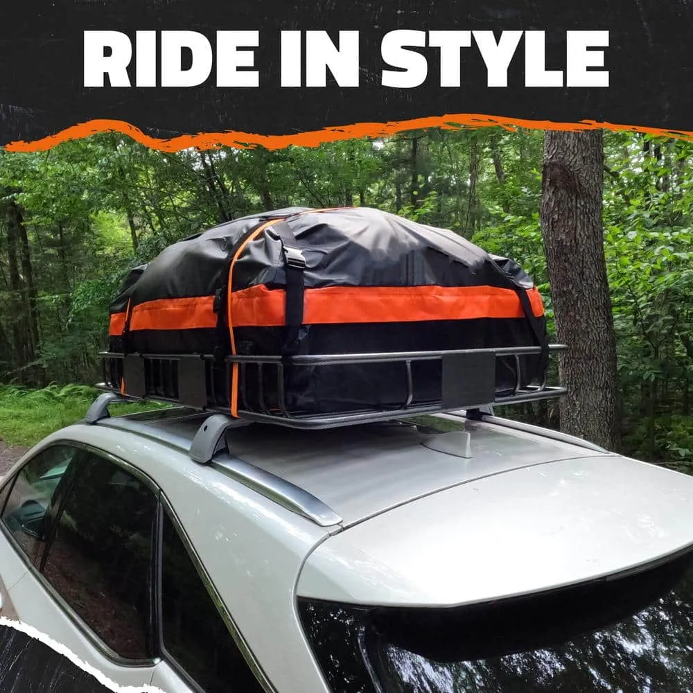 Mockins 250 lbs. Roof Rack Basket with 20 CF Roof Bag - Roof Rack Cargo Basket Adjusts from 43-64 in. L x 39 in. W x 6 in. H, photo 3 of 9