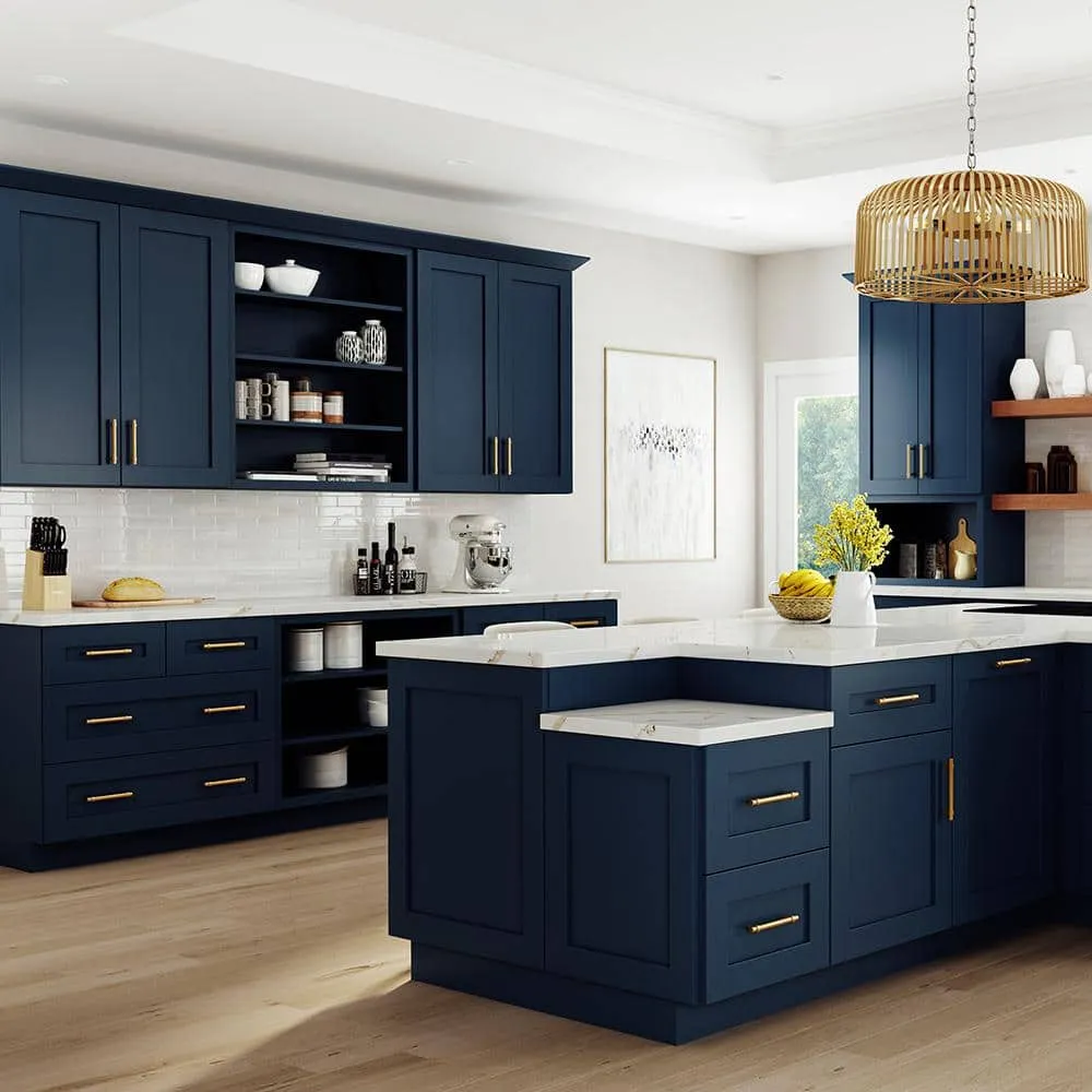 Newport 15 in. W x 24 in. D x 34.5 in. H Assembled Plywood Base Kitchen Cabinet in Mythic Blue with Spice Soft Close LH, photo 2 of 8