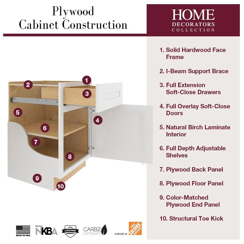 Newport 21 in. W x 24 in. D x 34.5 in. H Assembled Plywood Base Kitchen Cabinet in Mythic Blue with Knife Block RH, photo 6 of 8