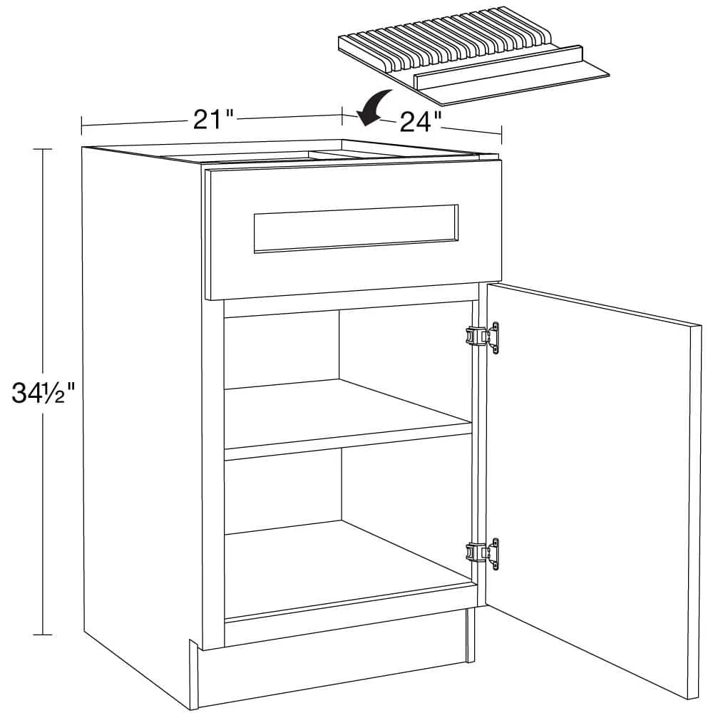 Newport 21 in. W x 24 in. D x 34.5 in. H Assembled Plywood Base Kitchen Cabinet in Mythic Blue with Knife Block RH, photo 3 of 8