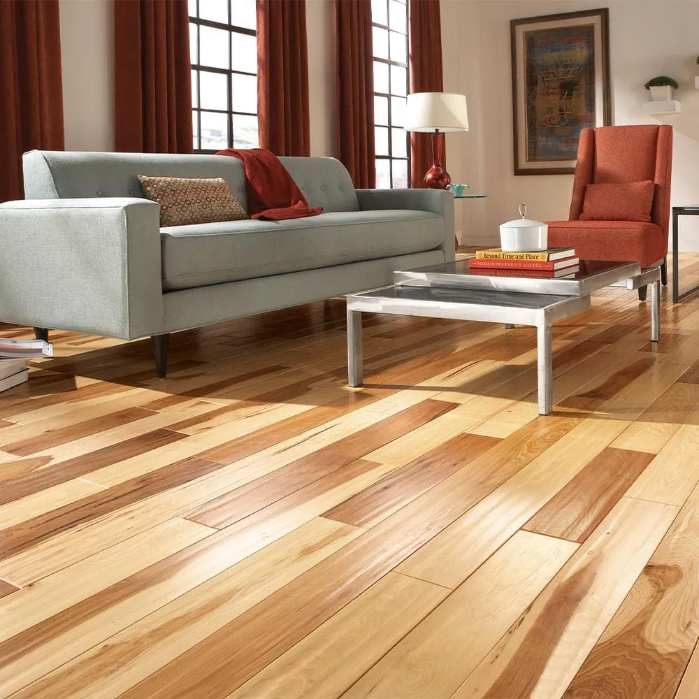 Blue Ridge Hardwood Flooring Natural Low Gloss Hickory 3/4 in. T x 3 in. W Smooth Solid Hardwood Flooring (24 sq.ft./case), photo 2 of 8