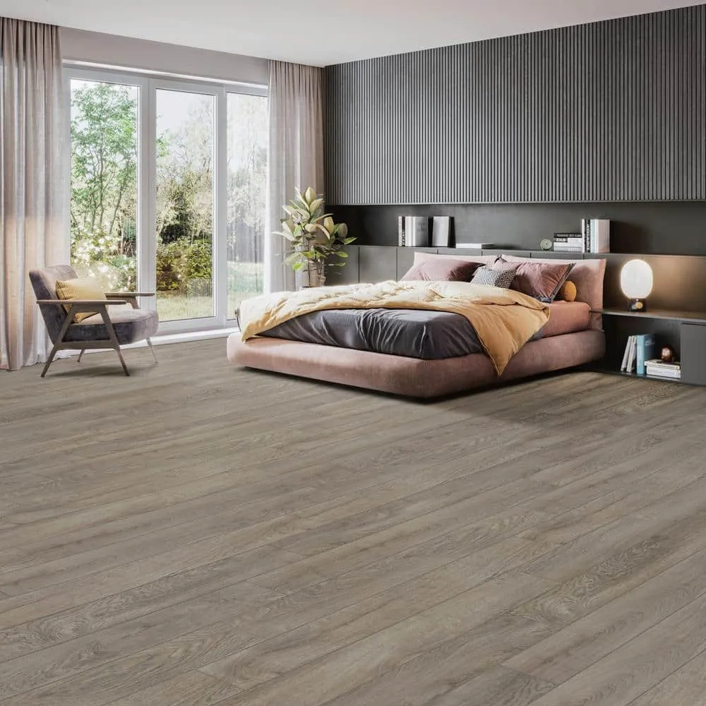 Dekorman Proteco+ Natural Gray Oak 12mm T x 6.41 in. W Uniclic HDF AC4 Waterproof Laminate Wood Flooring (848 sq. ft./pallet), photo 2 of 4