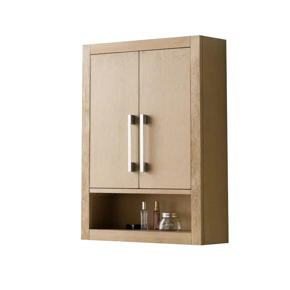 Vanity Art 24 in. W x 8 in. D x 33 in. H Bathroom Storage Wall Cabinet in Natural Oak/BN, photo 3 of 8