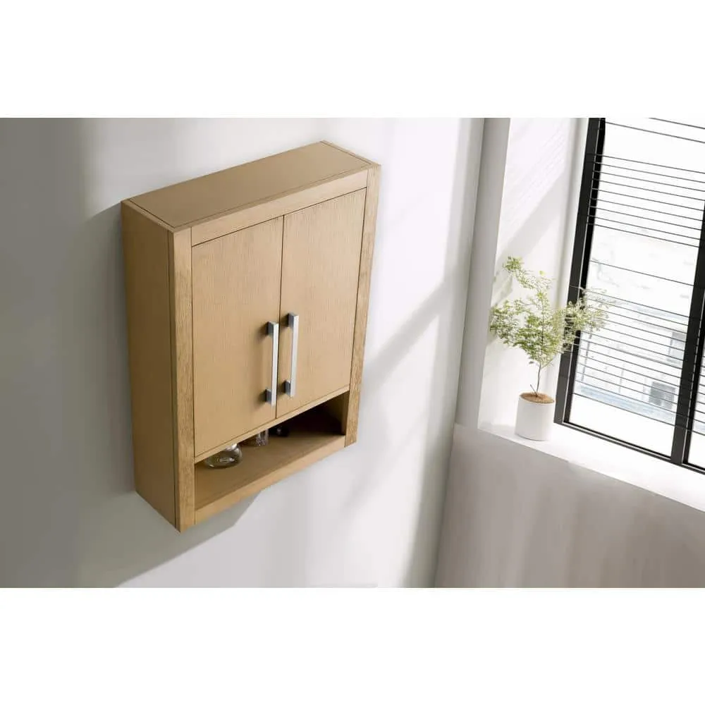 Vanity Art 24 in. W x 8 in. D x 33 in. H Bathroom Storage Wall Cabinet in Natural Oak/BN, photo 2 of 8