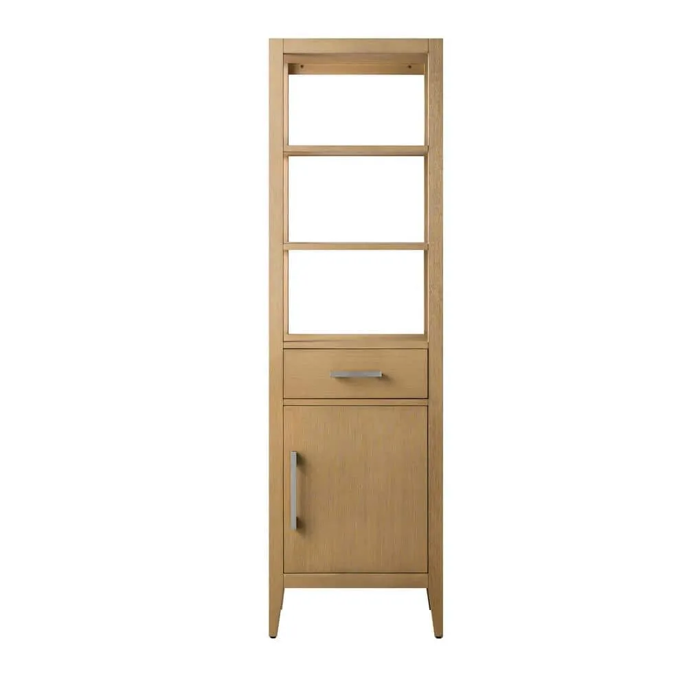 Vanity Art 21 in. W x 17 in. D x 72 in. H Brown MDF Floor Standing Linen Cabinet with Soft Close Door in Natural Oak/BN, photo 6 of 10