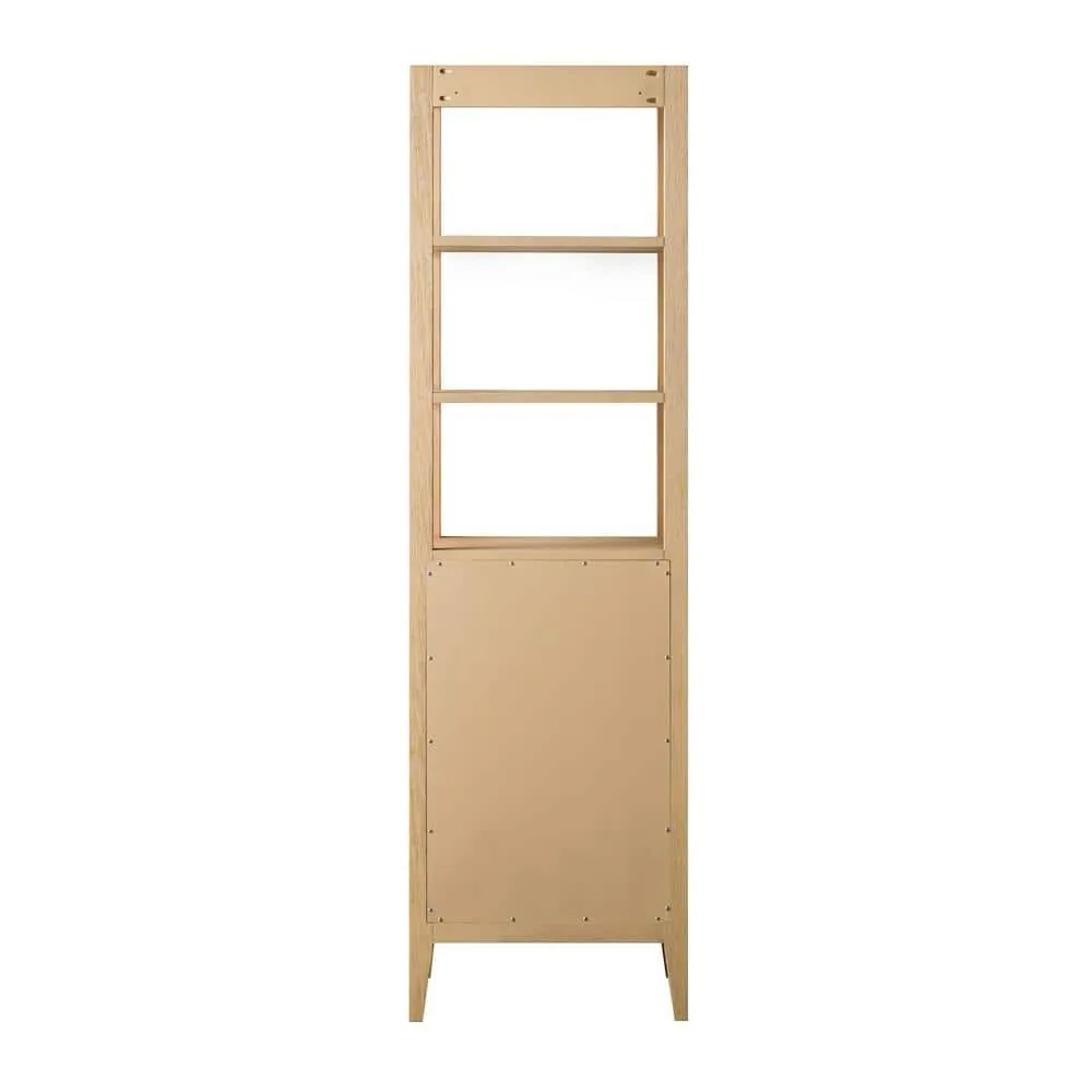 Vanity Art 21 in. W x 17 in. D x 72 in. H Brown MDF Floor Standing Linen Cabinet with Soft Close Door in Natural Oak/BN, photo 2 of 10