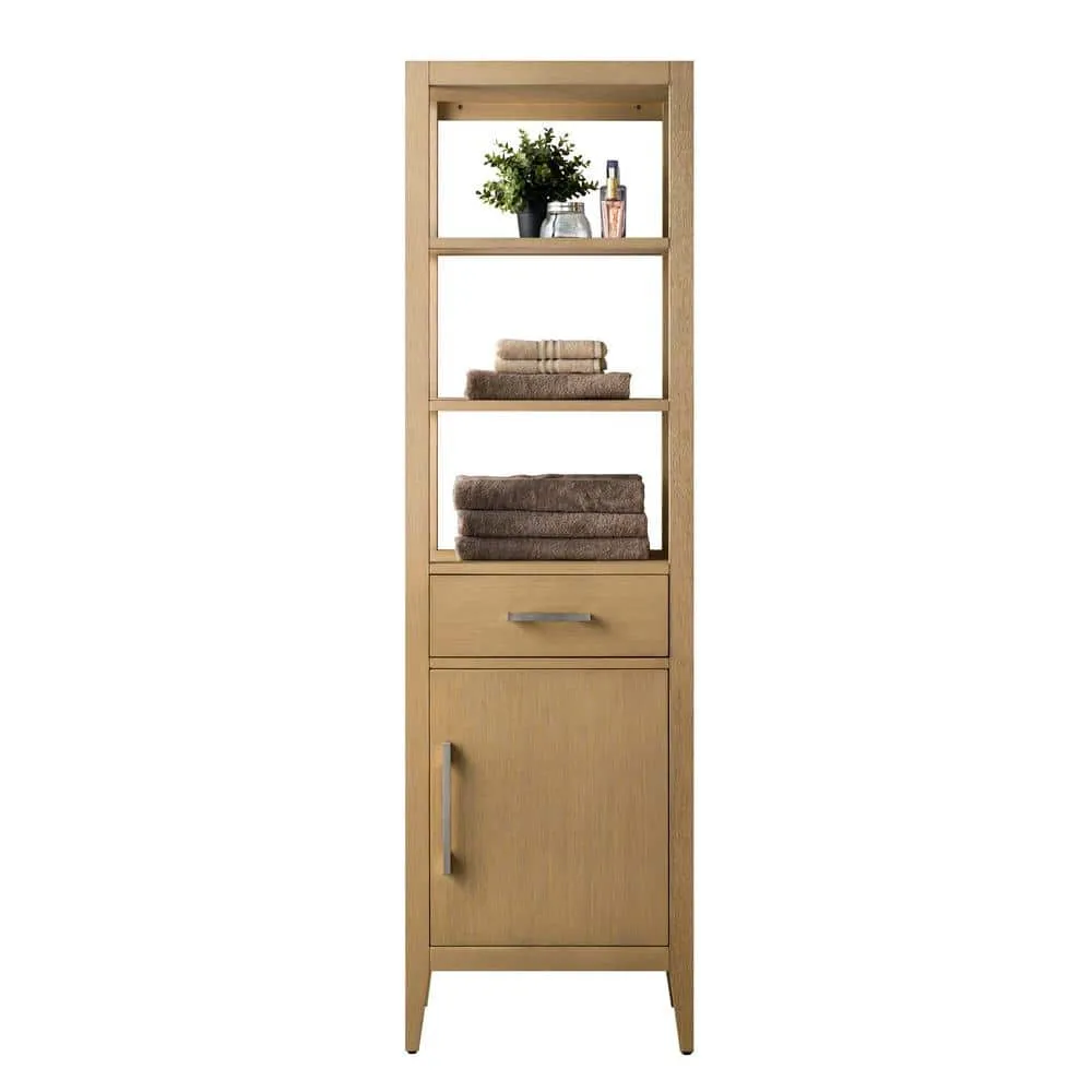 Vanity Art 21 in. W x 17 in. D x 72 in. H Brown MDF Floor Standing Linen Cabinet with Soft Close Door in Natural Oak/BN, photo 4 of 10