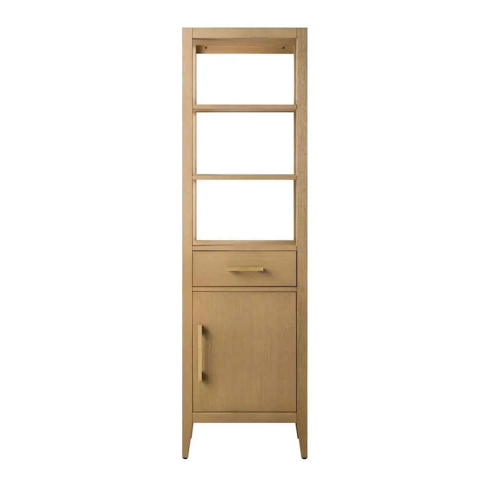 Vanity Art 21 in. W x 17 in. D x 72 in. H Brown MDF Floor Standing Linen Cabinet with Soft Close Door in Natural Oak/GB, photo 5 of 9